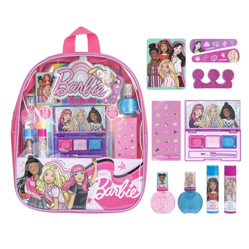 Barbie - Ensemble de Sac à Dos rempli de Maquillage Townley Girl Comprenant 12 pièces, Dont baume à lèvres, Vernis à Ongles, Lime à Ongles, nœuds pour...