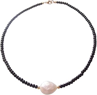 Sponsored Ad - Sundysh Pearl Choker Necklace, Fashion Black Baroque Single Pearl Beaded Necklace Gemstone Short Collar Nec...