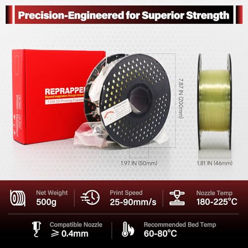 Image of RepRapper PVA Filament, Water Soluble Filament 1.75mm for 3D Printer, 0.5kg Support Material, Natural