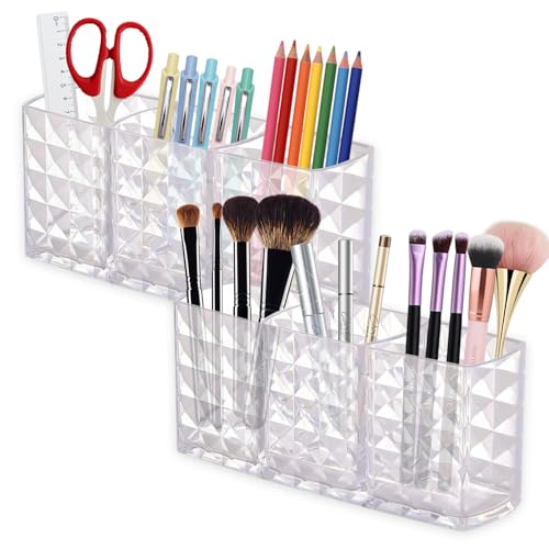 Acrylic Makeup Brush Holder & Cosmetic Organizer (2 Pcs)