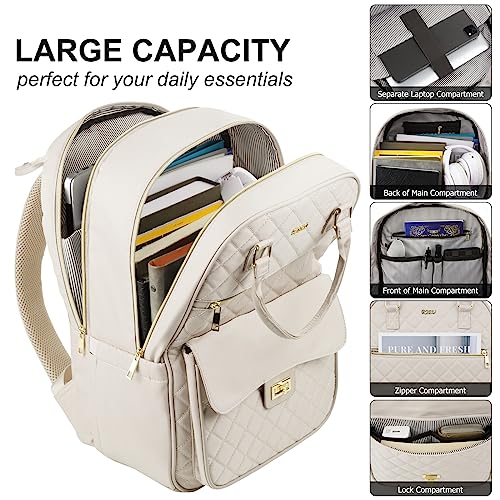 Image of Girls Laptop Backpacks 15.6 Inch,Large Capacity School Bag College Backpack with USB Charging Port,Fashion Bookbags Computer Bag for Teens Students,Off-white