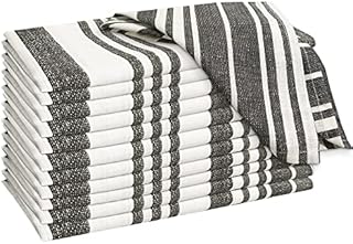 Ruvanti Cloth Napkins 12 Pack 20X20 Inch Dinner Table Napkins, Soft, Comfortable 100% Cotton Grey Strip Napkins, Reusable Linen Napkin for Christmas, Dinners, Weddings, Bar, Cocktail Parties, Home use