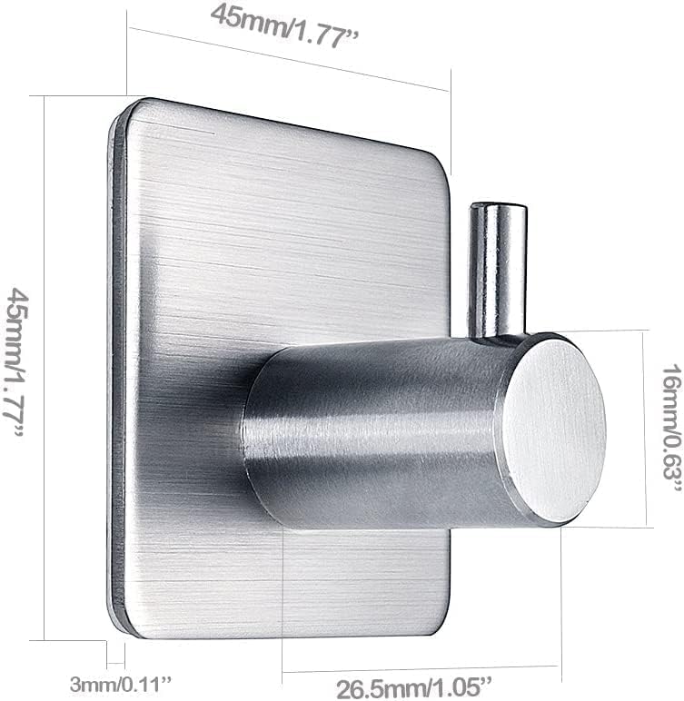 DME SALES 1 pcs Self-Adhesive Stainless Steel Hooks: Heavy-Duty Wall Hanging Solution for Bathroom & Kitchen - Waterproof, Drill-Free, Strong Coat/Towel Wall Hooks D-SSH6 1
