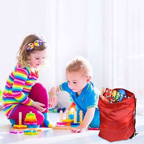 Fepito 22 Pack Drawstring Bags String Backpack Bulk School Backpack Bag Sack Cinch Bag Sport Bags For Gym Traveling (Red) #TOP5