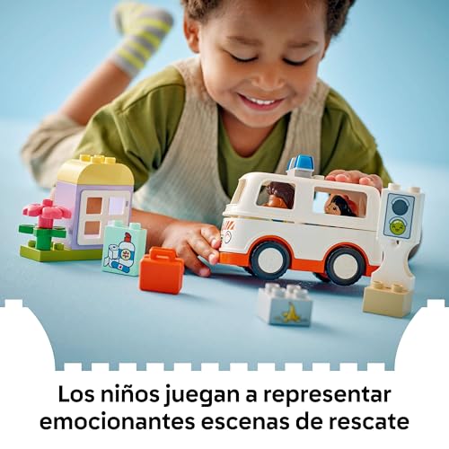 LEGO Duplo Mi Ciudad Ambulancia y Conductor - Juegos Didácticos para Niños y Niñas de 2+ Años - Kit Médico Infantil con Coche y Casita de Juguete, 2 Figuras y Ladrillo de Primeros Auxilios 10447 LEGO Duplo Mi Ciudad Ambulancia y Conductor - Juegos Didácticos para Niños y Niñas de 2+ Años - Kit Médico Infantil con Coche y Casita de Juguete, 2 Figuras y Ladrillo de Primeros Auxilios 10447