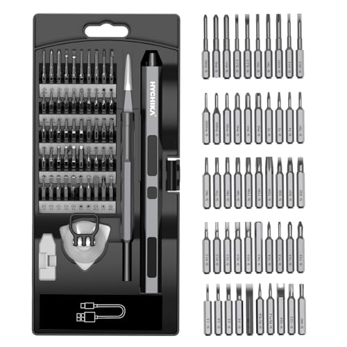 HYCHIKA 62 in 1 Cacciaviti Elettrici KIt - Cacciavite di Precisione Meccanico con 50 Punte Magnetiche S2 Cacciavite a Batteria 200RPM per la Riparazione di Portatili,Orologi,Telefoni,Fotocamere