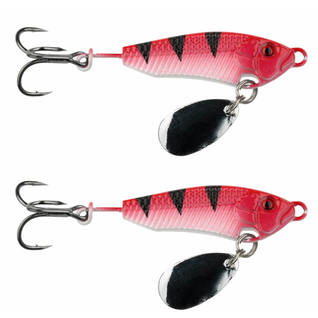 Freedom Tackle Freedom Flash Veritcal Jig with Belly Mounted Indiana Blade | 5/32 oz., Red, 2-Pack (PN: 67112-2PK)