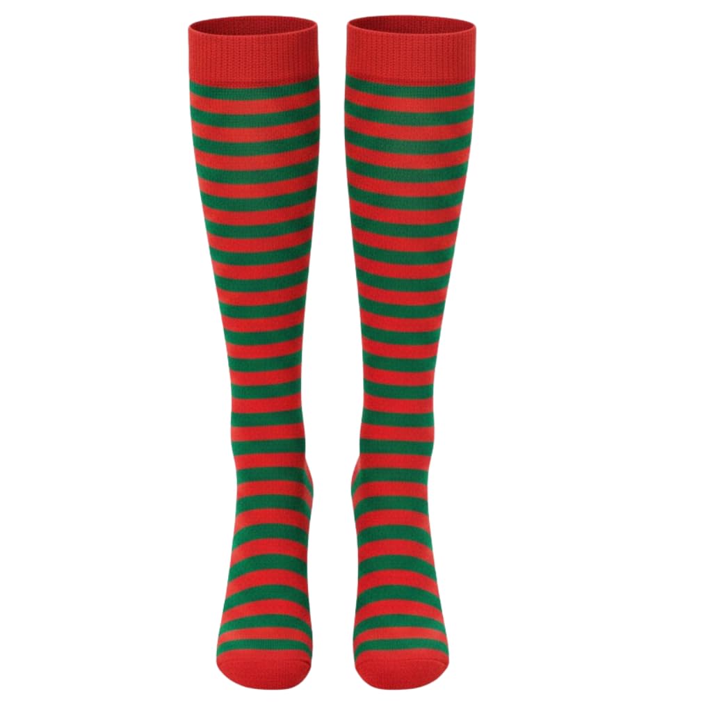 A2Z 4 Kids Girls Boys Striped Stockings Black & White Halloween Fancy Dress Accessory Over Knee - Stocking Striped Red & Green 4-8