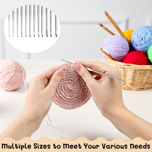 Image of ARefugen Wrist Yarn Holder and 12 Sizes Crochet Hooks Set - Portable Yarn Ball Minder Stand - Wrist Strap and Shoulder Strap, Wooden Yarn Organizer Storage Knitting Crocheting Gift for Craft Lover