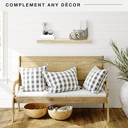 Image of MCS Floating Shelf, Room Decor Wooden Shelf, Natural Woodgrain, 36 x 8 Inch