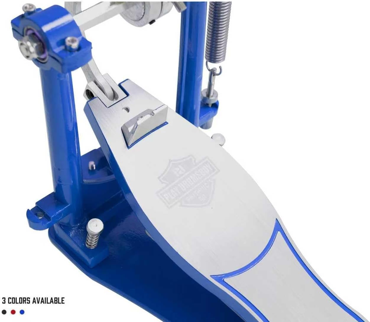 Direct Drive Single Bass Drum Pedal, Smooth & Responsive Single Kick Pedal with Adjustable Footboard, Stable Metal Frame, for Acoustic & Electronic Drums (Red/Blue/Black) (Blue)
