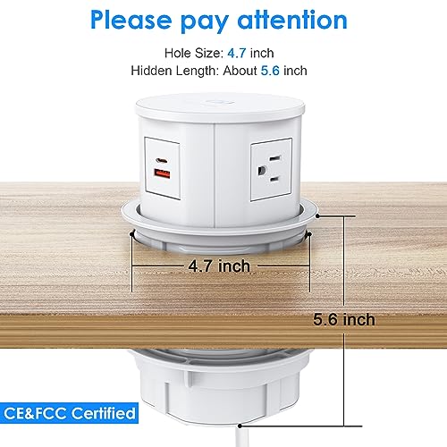 Annquan Pop Up Outlet For Countertop With 20W Usb-C,4.7Inch Pop Up Power Outlet,15W Wireless Charger,4 Outlets,1 Usb-C,1 Usb-A,Pop Up Electrical Outlet For Kitchen Conference Garage Workbench thumb #5