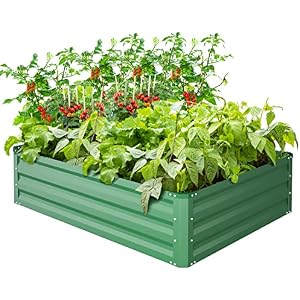 Ohuhu Raised Garden Bed 6×3×1.5 ft, Reinforced Rustproof Planter Box Charcoal Grey 6x3x1.5 ft