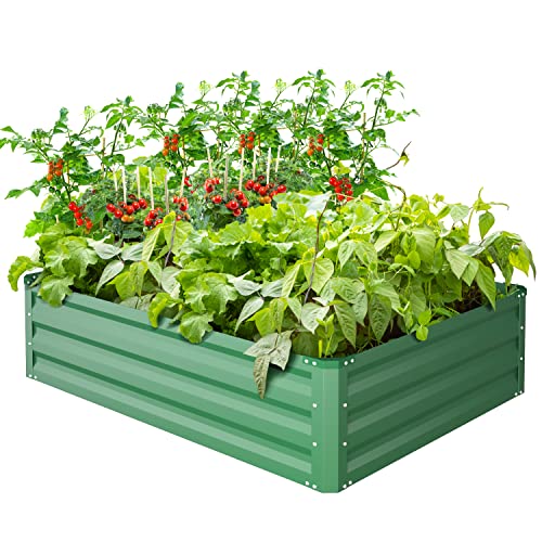 Ohuhu Raised Garden Bed 6×3×1.5 ft, Reinforced Rustproof Planter Box Charcoal Grey 6x3x1.5 ft