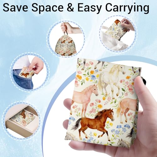 Image of Grip Bag for Gymnast Horse Floral Vintage Gymnastics Drawstring Bag for Travel