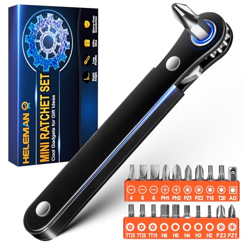 Gifts for Men Women Angled Screwdriver - Cool Gadgets for Men EDC Gear Mini Ratcheting 90 Degree Offset Screwdriver Gifts for Dad Mom Husband Wife Tools for Tight Space Sewing Machine Stocking Stuffer
