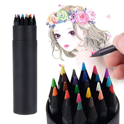 UMIWE Colored Pencils 24 Count Set, Blackwood Oil Based Coloring Pencils, Soft Wax-Based Cores, Vibrant Artist Pencils for Drawing Art, Sketching, Shading & Coloring, Pre-sharpened