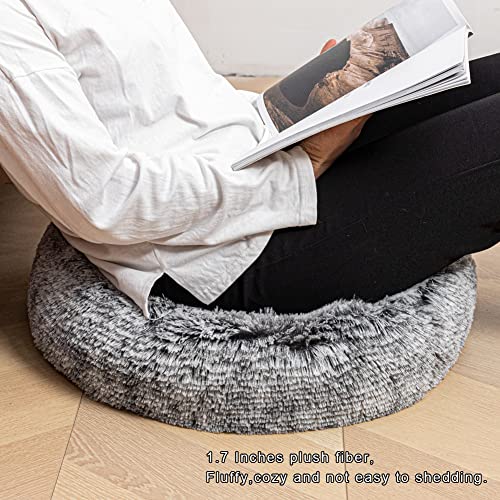 Asuprui Soft Floor Pillow Large Round Floor Cushion For Sitting Fur Meditation Pillow Premium Yoga Pillow For Living Room Bedroom Balcony Outdoor 20X6Inches Dark Grey Round Floor Pillow With Insert #TOP3