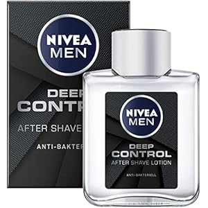 NIVEA MEN Deep Control After Shave Lotion in verpakking van 3 stuks (3 x 100 ml), antibacteriële aftershave, voor…