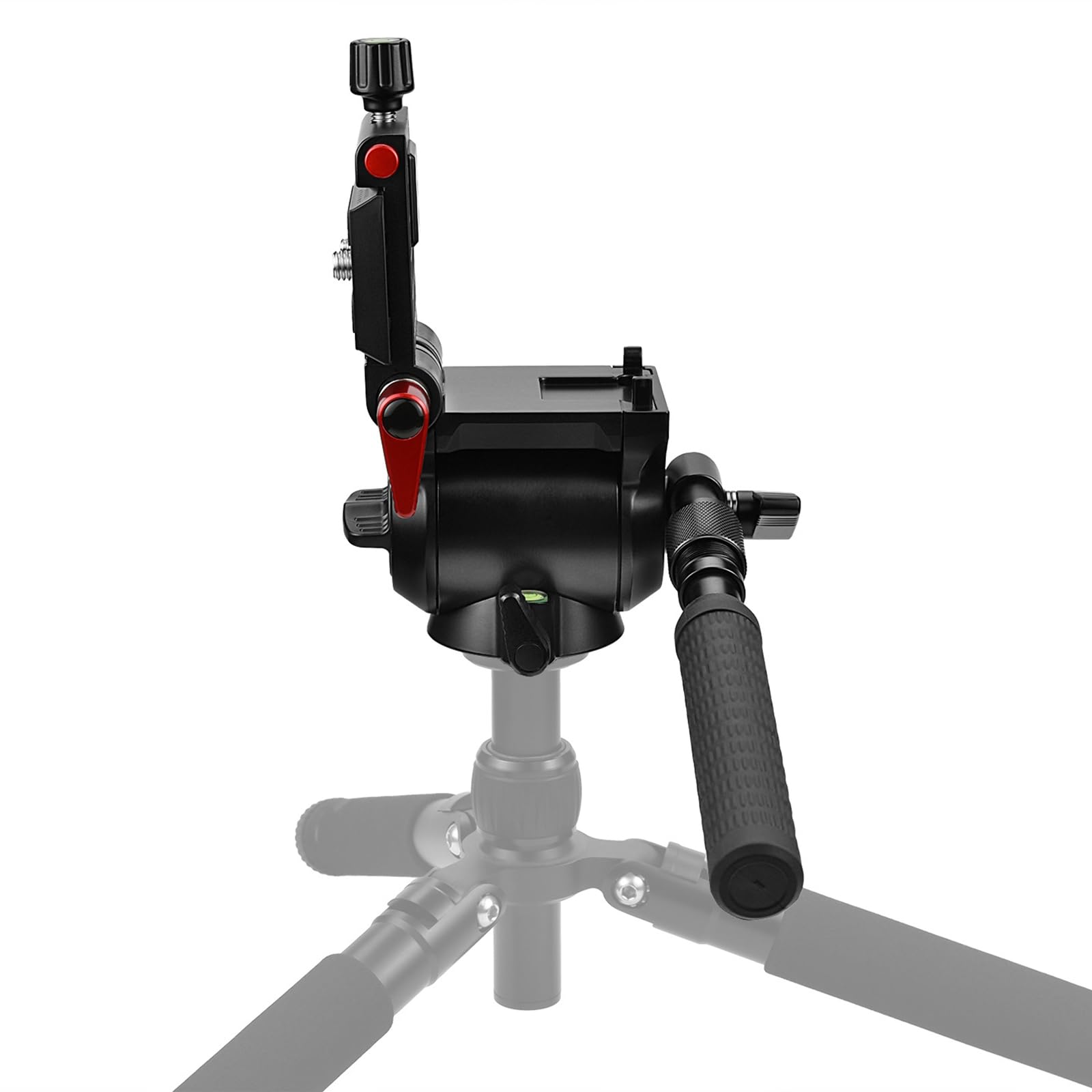 Cabeza de aluminio para trípode de cámara, amortiguador de fluidos de balance de resorte, función antivibración y cabezal de inclinación ajustable vertical para video