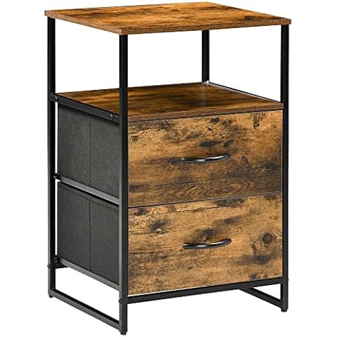HOMCOM Table de Chevet 2 Tiroirs Cover