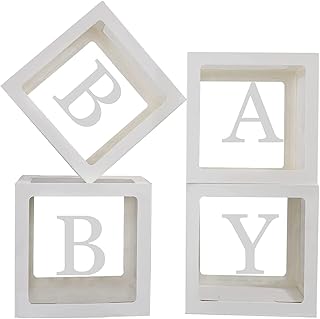 Cajas BABY Blancas y Transparentes para Decoración Baby Shower o Nacimiento – 4 cajas ideales para decoración