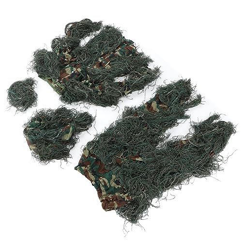 Ghillie Suit, 5 Em 1 Green Camo Ternos Inclui Jaqueta Calças Capuz Saco de Transporte Fitas Camuflad