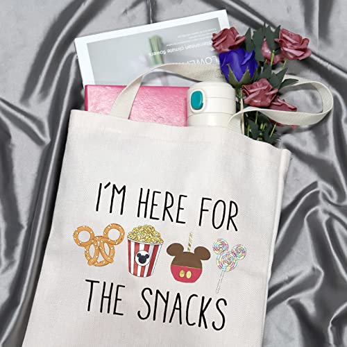 GJTIM Snacks Lover Gift Family Vacation Gift Snacks Travel Bag I’m Here For The Snacks Makeup Bag (For The Snacks Tote)3