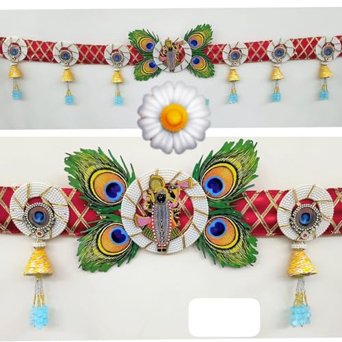 Image of Nutts Shrinath ji with Morpankh MDF Bandhanwar for Decoration | Festival Decoration | Wedding Decor Enhance Your Space with Graceful Touches (BDHW66)