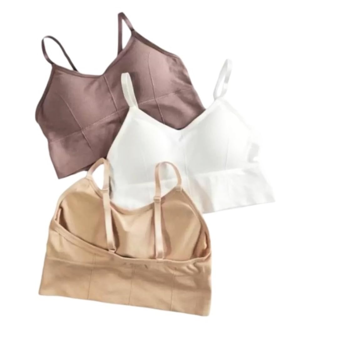 texello Women's Cotton Wire-Free Full Coverage Lightly Padded Sports Bra - Comfortable & Supportive Everyday Wear - Pack of 3-picture-56