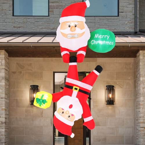 Aceshop 5.135FT Papá Noel Hinchable de Navidad, Colgante Papá Noel Inflable con Bolsa de Regalo...