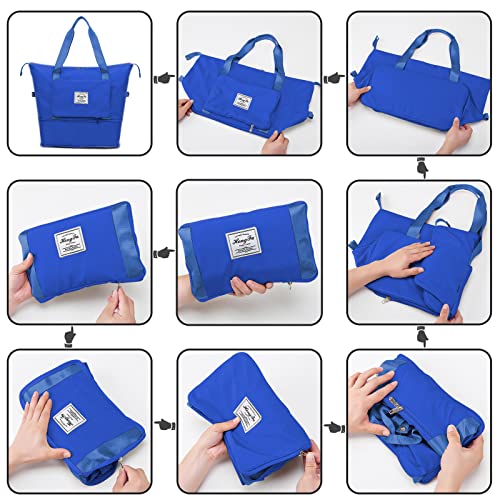 Hoseay Sporttas Opvouwbare, Sport Bag met Natte Zak, Reistas met Grote Inhoud, Lichte Waterdichte Duffelbag Handbagage, Dames Heren Fitnesszak voor Reizen Weekendtas Zwemtas Uitstapjes, Marineblauw - Image 5