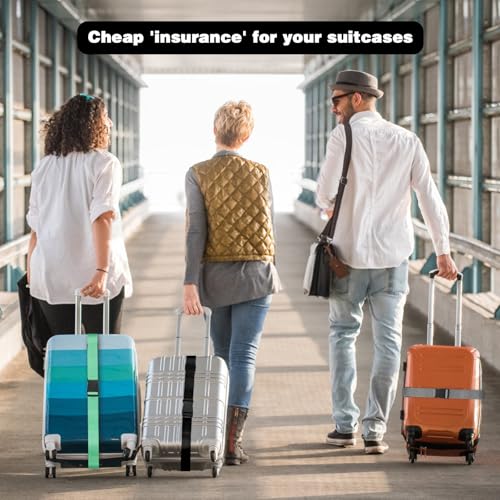 Dantix 4 Pack Luggage Straps for suitcases, 4 Extra Long Suitcase Straps TSA Approved Luggage Belt, Adjustable Travel Belt for Luggage for 20'' - 32'' Suitcases (Blue Black Grey MintGreen)