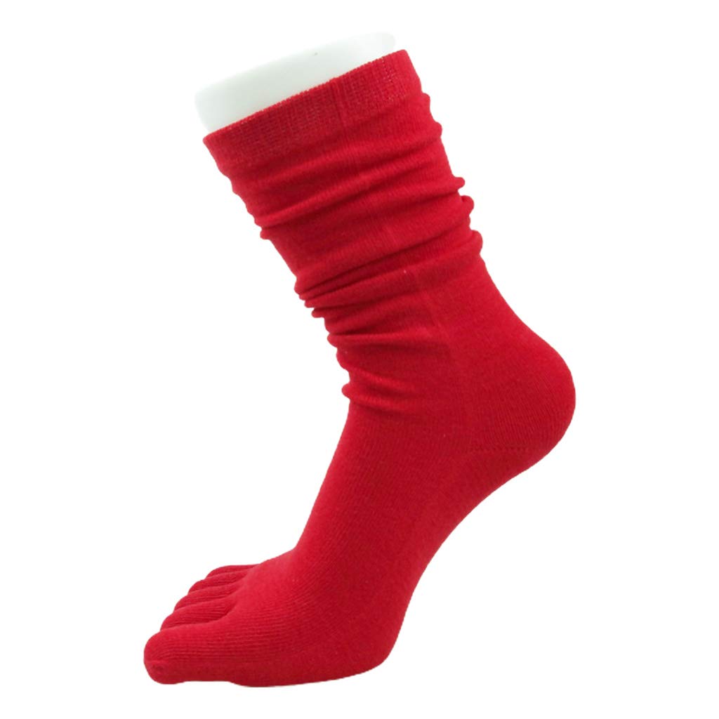 Maxtonser Women's Five Finger Long Tube Socks Solid Colour Toe Separated Yoga Cotton Hosiery Crew Socks