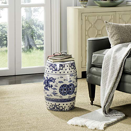 SAFAVIEH Castle Gardens Collection – Dragon’s Breath Blue Glazed Ceramic Chinoiserie Indoor/Outdoor Garden Stool (ACS4554A) - Thumbnail 2