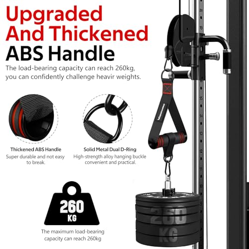 Image of Gym Exercise Handles, Replacement Handle Attachments for Cable Machine Pulleys, Resistance Band and Strength Trainer, Resistance Bands with Handles for Exercise Home Gym Add On Equipment (Black,Red)