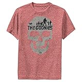 Warner Brothers Boy's The Goonies, Goonie Skull Map Short Sleeve Tee Shirt, Red Heather, Youth X-Large