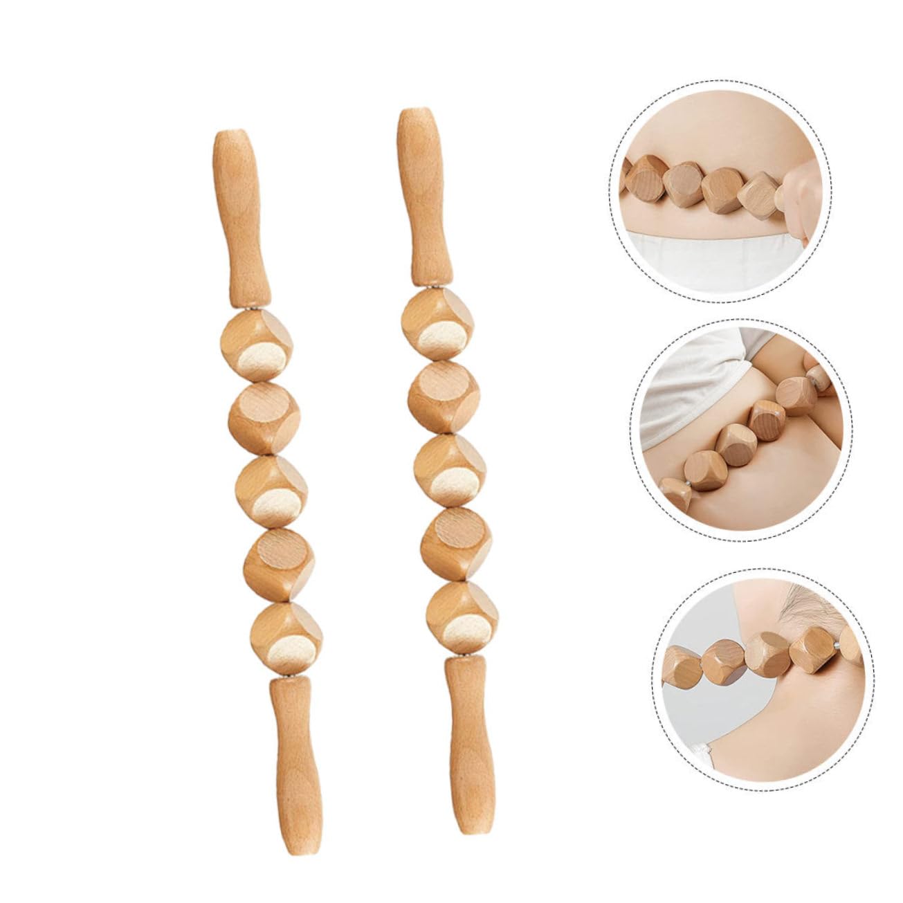 Masajeadores Musculares Manuales 2 Piezas de Madera para Masaje Corporal | Uso en Casa, Formato Varillas, para Yoga y Relajación, Apto para Adultos Mayores y Aficionados al Fitness