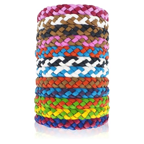 Pulseras Antimosquitos, 12 Piezas Pulseras Repelente de Mosquitos, Pulsera Antimosquitos Ajustables, Ideal para Acampadas, Senderismo y Aire Libre