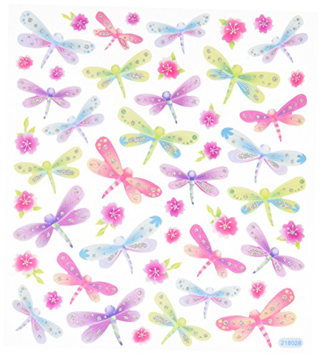 Tattoo King Multi-Colored Stickers-Dragonflies Glitter