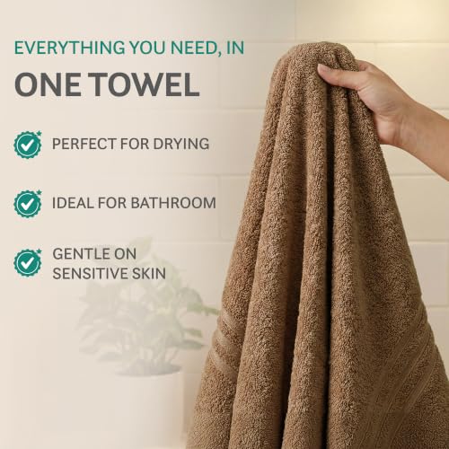 Image of MYTRIDENT Bath Towel for Men /Women - Comfort Living, Quick Drying, Travel Friendly - 1 Piece Large Size 100% Cotton 400 GSM (70cmsx140cms) - Brown