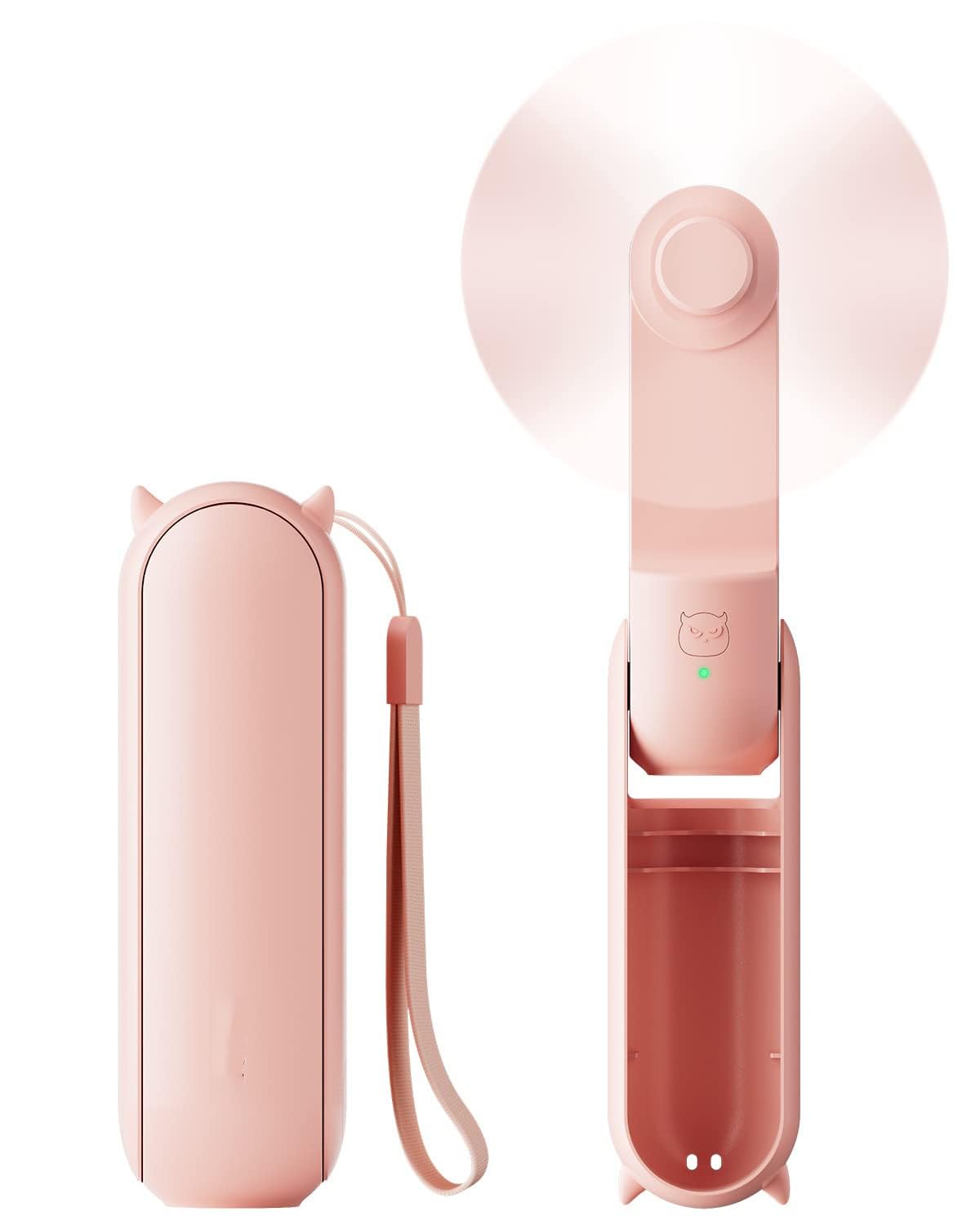 ORCHID M®Portable Handheld Fan, Foldable Small Fan, Mini Hand Held Fan with USB Rechargeable 1500mAh Battery, Eyelash Fan for Girls, Travel For Women, Outdoor, White (Pink)