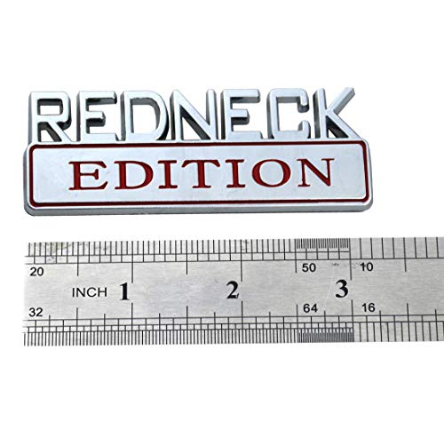 Image of EmbRoom 1Pcs 3.1 inch Redneck Edition Exterior Emblem CAR Truck Boat Decal Logo Replacement for F-150 F250 F350 Silverado RAM 1500 (Chrome /Red)