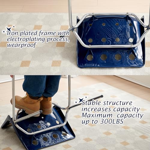 U2PICK Set of 2 Modern Style Chair Dining Chairs, Cheese Lounge Stackable Plastic Chair with Chrome Legs Dressing Kitchen Home(Blue) - Image 6