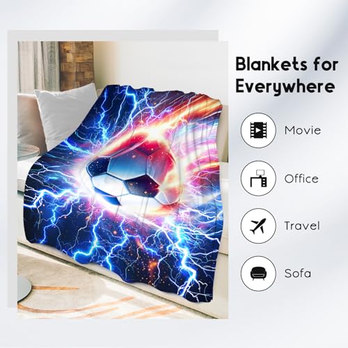Soccer Blanket for Boys Throw Gifts - 30" x 40" Soft Plush Sport Theme Blankets for Kids