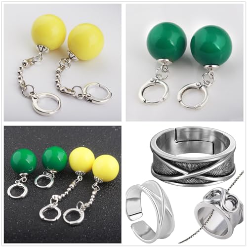 JinYu 7 Set Anime Black Ring,Time Ring with Potara Earring Cosplay Prop Accessory3