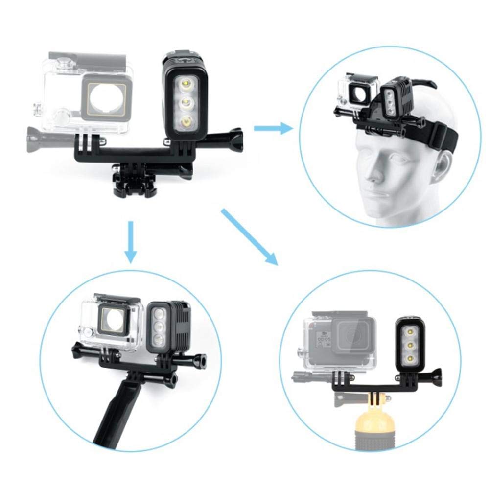 Qinlorgo Diving Light, USB Rechargeable Battery Waterproof 30m LED Video Lamp Underwater Diving Fill Light pour Gopro Sports Camera