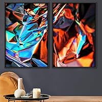 2 Piece Framed Canvas Wall Art Holographic Patterns Canvas Prints Home Artwork Decoration for Living Room,Bedroom - 16