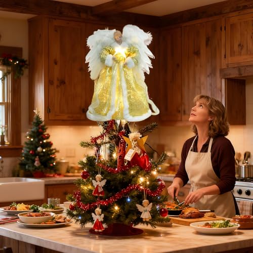 Estrella LED navideña para copa de árbol con soporte multiusos para escritorio 3