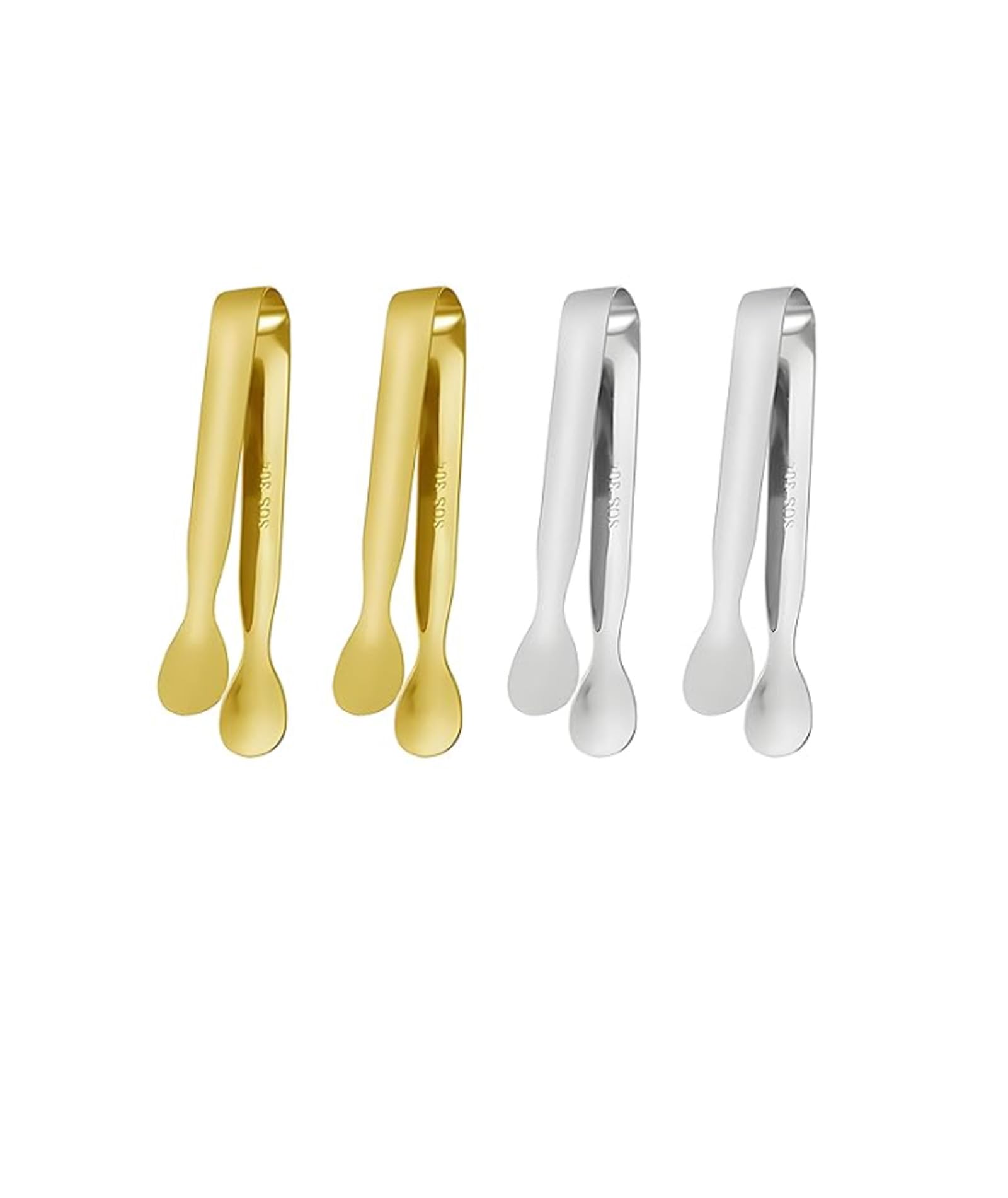 4Pcs Stainless Steel Mini Tongs for Serving, Gold & Silver Small Tongs for Serving, Multi-Purpose Tongs for Kitchen use for Ice, Sugar Cube, Snacks, Dessert, Coffee Bar and Home Buffet Service-image-47